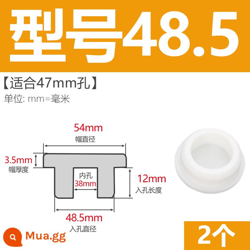 T-hình silicone cắm không thấm nước niêm phong chặn cắm cao su lỗ cắm cao su mềm cắm lỗ tròn cắm nhựa cắm ống cắm cắm bìa - Model 48.5 (thích hợp cho lỗ 47mm) trắng/2 chiếc