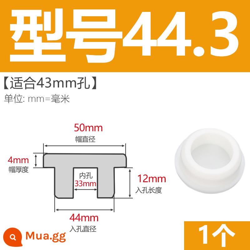 T-hình silicone cắm không thấm nước niêm phong chặn cắm cao su lỗ cắm cao su mềm cắm lỗ tròn cắm nhựa cắm ống cắm cắm bìa - Model 44.3 (phù hợp với lỗ 43mm) trắng/1 chiếc