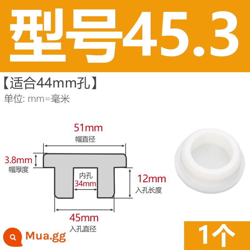 T-hình silicone cắm không thấm nước niêm phong chặn cắm cao su lỗ cắm cao su mềm cắm lỗ tròn cắm nhựa cắm ống cắm cắm bìa - Model 45.3 (phù hợp với lỗ 44mm) trắng/1 chiếc