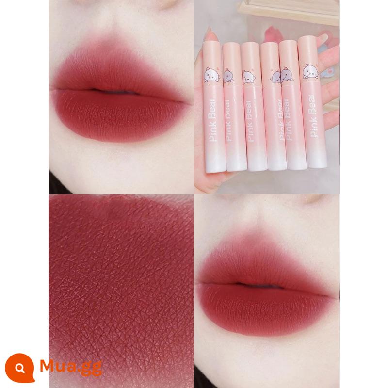 Pinkbear Pike Bear Bubble Mirror Mirror Water Light Lip Glaze Niche Brand Son môi Nữ sinh viên Lip Gloss Sponge Được đặt tên chung - Súng thần công dâu M168