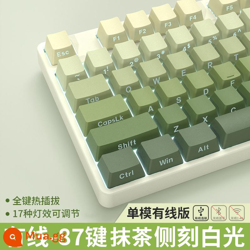 EWEADN Cherry Switch Bàn Phím Cơ Không Dây 3 Chế Độ Bé Gái 87 Bộ Chuột Bên Khắc Trà Xanh Đỏ Switch - Matcha 87 Phím [Ánh sáng trắng] Phiên bản có dây ✅Truyền ánh sáng khắc bên hông 17 loại hiệu ứng ánh sáng có thể điều chỉnh