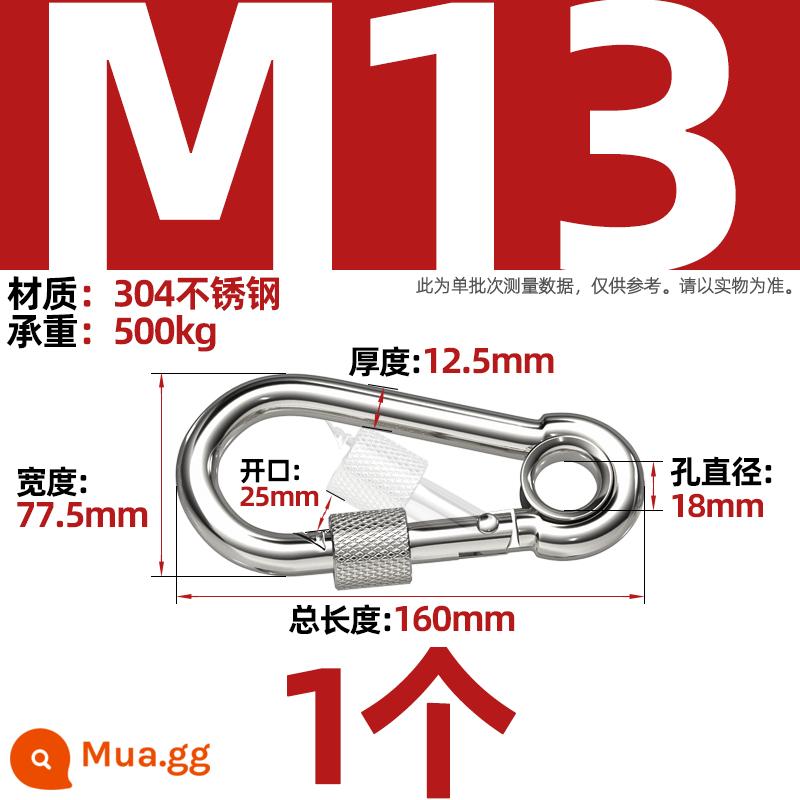 Thép không gỉ 304 mở vòng carabiner khóa an toàn móc chìa khóa Palăng khóa đai ốc lò xo đai khóa vòng xích chó khóa - M13 (có vòng mastering) [1 cái]