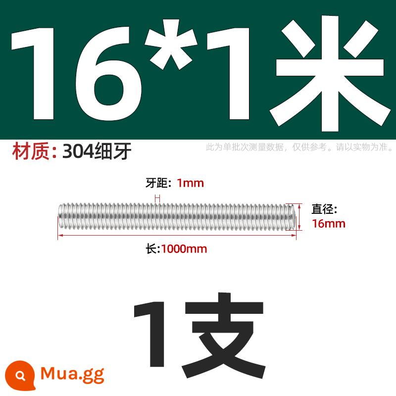 Vít có ren bằng thép không gỉ 304/201/316 cấp 8,8 xuyên qua dây Vít có ren hoàn toàn M4M5M6M8-M36 - M16*1 sân*1 mét