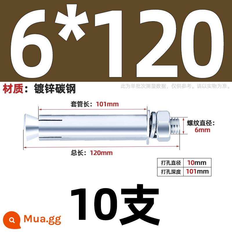 304/201/316 Thép Không Gỉ Mở Rộng Vít Bu Lông Mở Rộng Kéo Nổ Mở Rộng Ống Đinh Ngoài Ống M6M8M10-M20 - Sắt kẽm trắng xanh M6*120-10 miếng