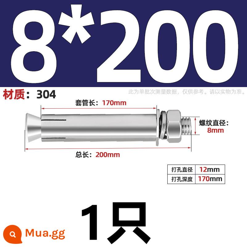 304/201/316 Thép Không Gỉ Mở Rộng Vít Bu Lông Mở Rộng Kéo Nổ Mở Rộng Ống Đinh Ngoài Ống M6M8M10-M20 - 304-M8*200(1 cái)