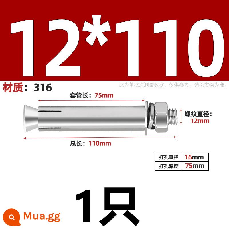 304/201/316 Thép Không Gỉ Mở Rộng Vít Bu Lông Mở Rộng Kéo Nổ Mở Rộng Ống Đinh Ngoài Ống M6M8M10-M20 - 316-M12*110(1 cái)