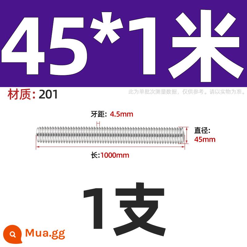 Vít có ren bằng thép không gỉ 304/201/316 cấp 8,8 xuyên qua dây Vít có ren hoàn toàn M4M5M6M8-M36 - M45*1m-201