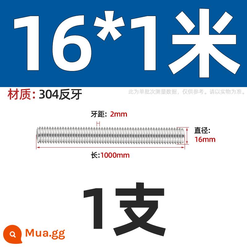 Vít có ren bằng thép không gỉ 304/201/316 cấp 8,8 xuyên qua dây Vít có ren hoàn toàn M4M5M6M8-M36 - Răng đảo ngược M16*1 mét