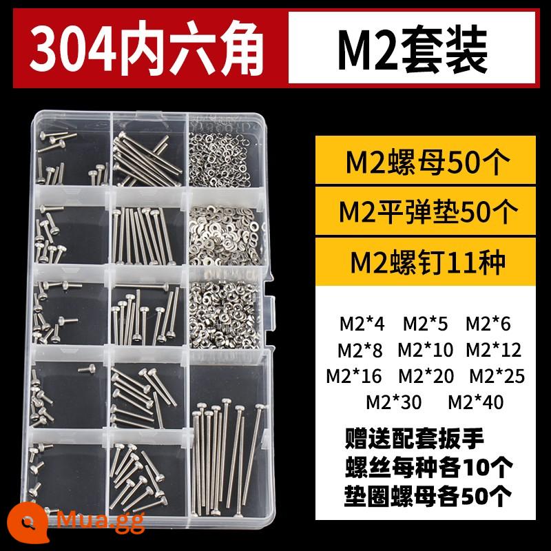 Thép Không Gỉ 304 Bên Trong Vít Lục Giác Cốc Đầu Bu Lông Hình Trụ Đầu Kéo Dài M1.6M2M3M4M5M6M8M10mm - Bộ lục giác trong 304 (M2)