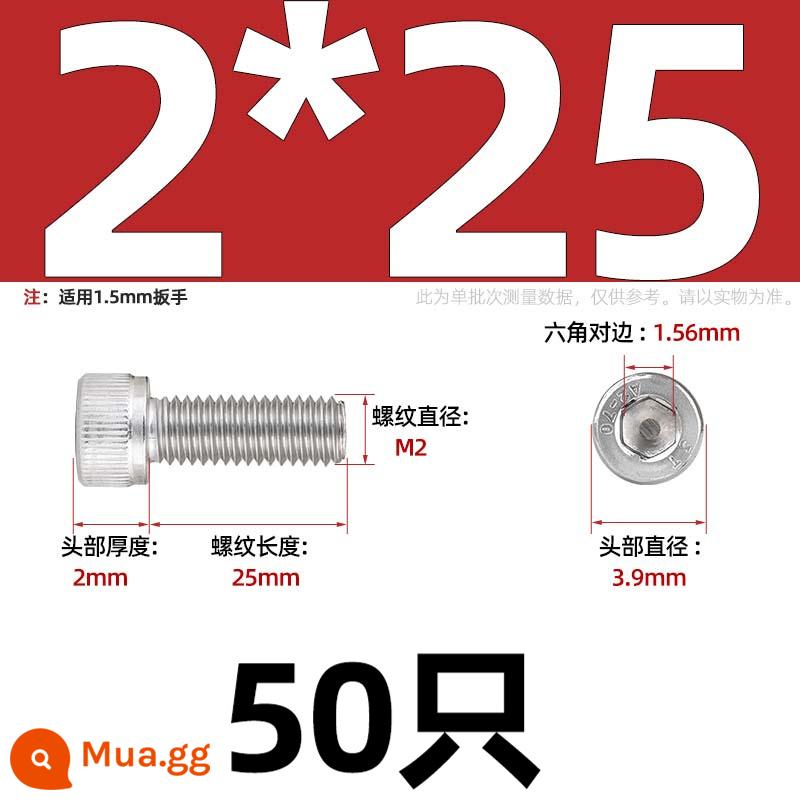 Thép Không Gỉ 304 Bên Trong Vít Lục Giác Cốc Đầu Bu Lông Hình Trụ Đầu Kéo Dài M1.6M2M3M4M5M6M8M10mm - Chỉ M2*25-50