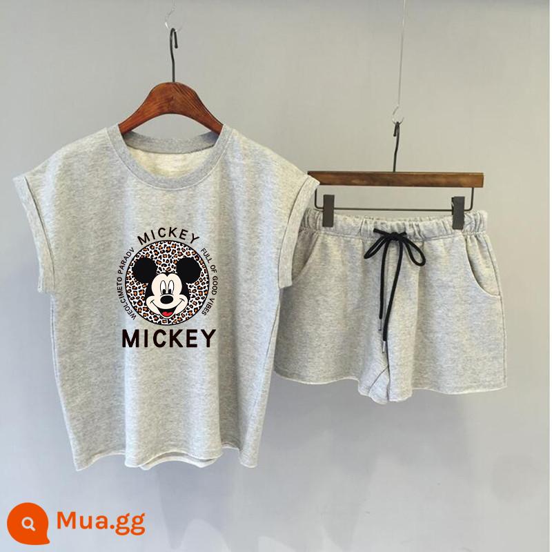 Bộ đồ thể thao và giải trí Mickey size lớn nữ phiên bản Hàn Quốc rời 2022 quần short hai mảnh xu hướng thời trang mùa hè mới - 551 màu xám nhạt