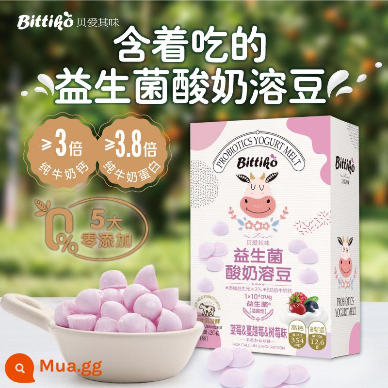 Beiaiqi hương vị sữa chua men vi sinh đậu hòa tan đồ ăn nhẹ cho trẻ em đồ ăn nhẹ canxi cao cho bé 20g đậu hòa tan ngay lập tức - Việt quất/Mâm xôi/Nam việt quất