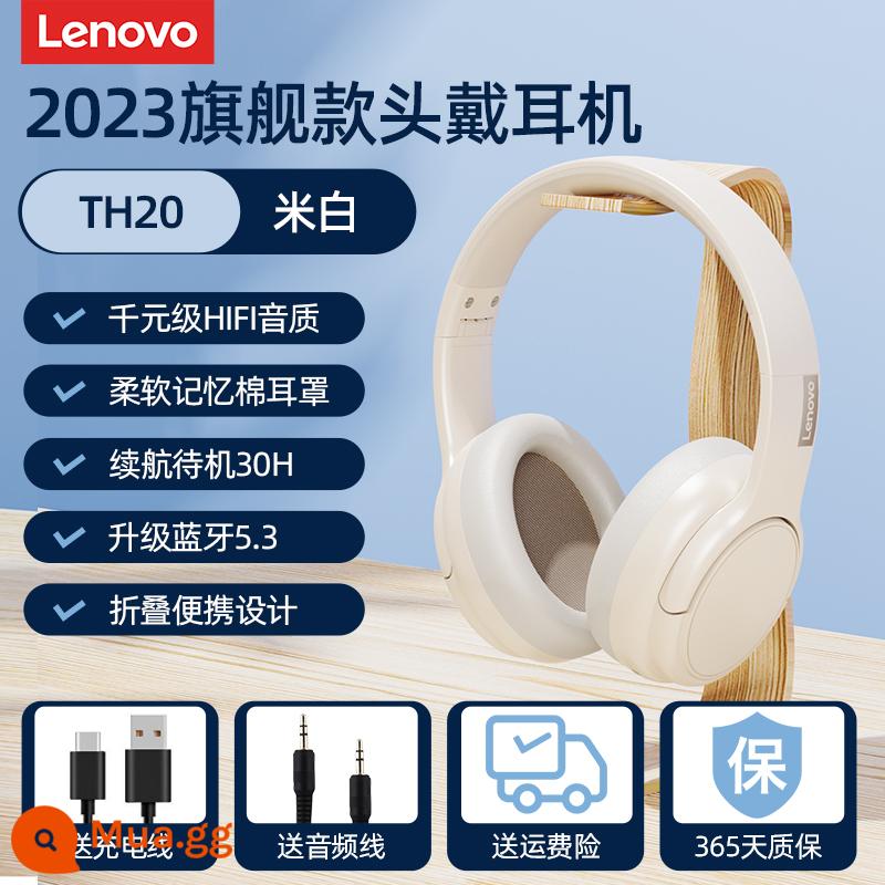 Tai nghe Bluetooth Lenovo tai nghe máy tính xách tay không dây chuyên dụng tai nghe giảm tiếng ồn thể thao chế độ chờ siêu lâu - Mẫu hàng đầu màu be ★2023 [chất lượng âm thanh HiFi nghìn nhân dân tệ + Bluetooth 5.3 + thời lượng pin 30H]