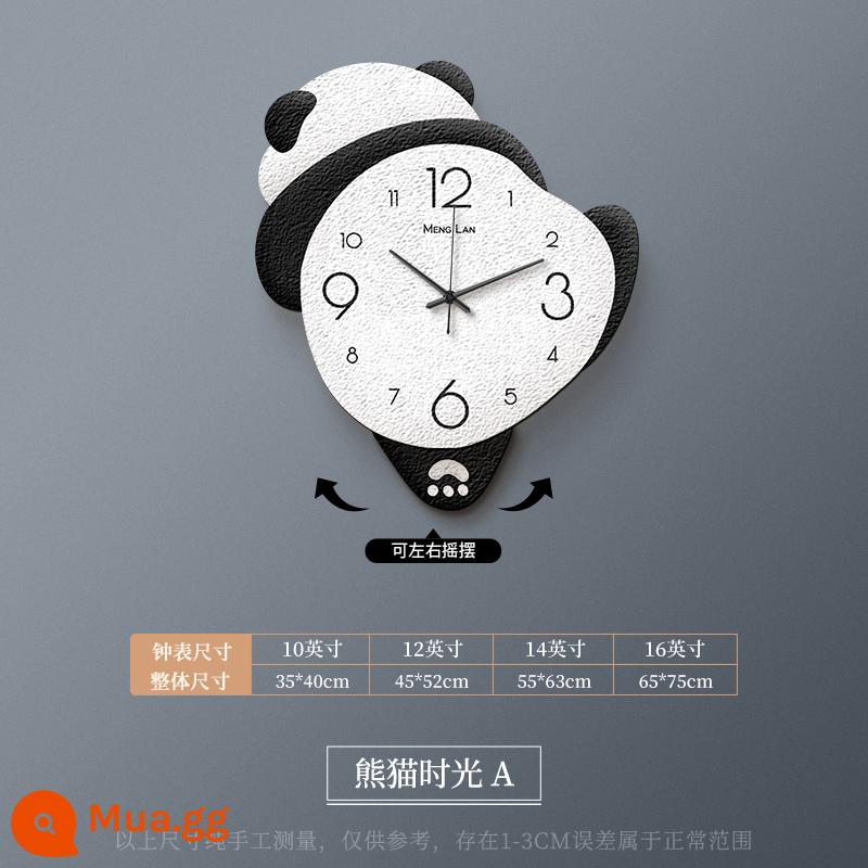 2023 Mới Qizai Panda Đồng Hồ Không Đấm Phòng Khách Sáng Tạo Đồng Hồ Đèn Tường Im Lặng Phòng Ăn Nền Đồng Hồ Treo Tường - Đá sa thạch nâng cấp loại A [thông thường không phát sáng]