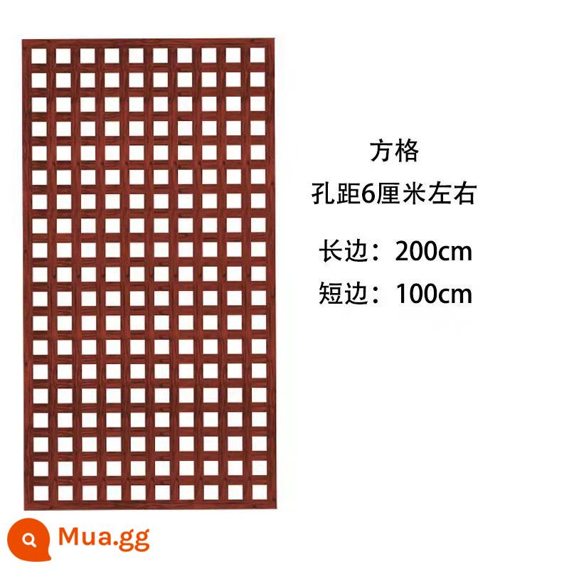 Hàng rào gỗ chống ăn mòn lưới hàng rào sân vườn tường trang trí leo hàng rào khung mây sân ngoài trời ban công hoa đứng vách ngăn - Kiểu vuông màu 100 * 200 carbonized