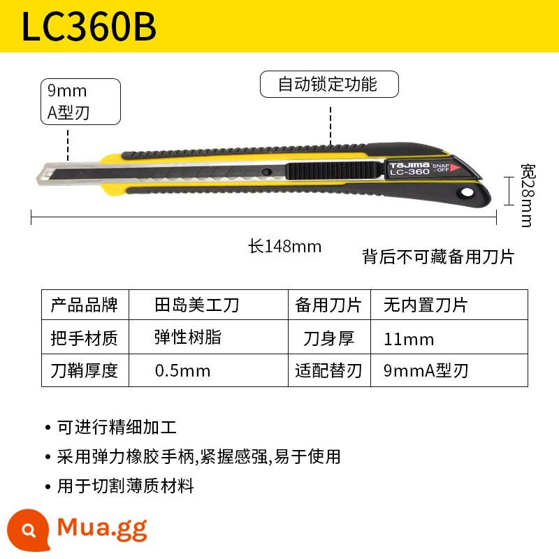 Tajima Tajima nghệ thuật dao 9mm giấy dán tường cắt giấy ra khỏi hộp dao 30 độ góc nhọn dao nhỏ phim lưỡi dao - LC360B [tay cầm cao su]