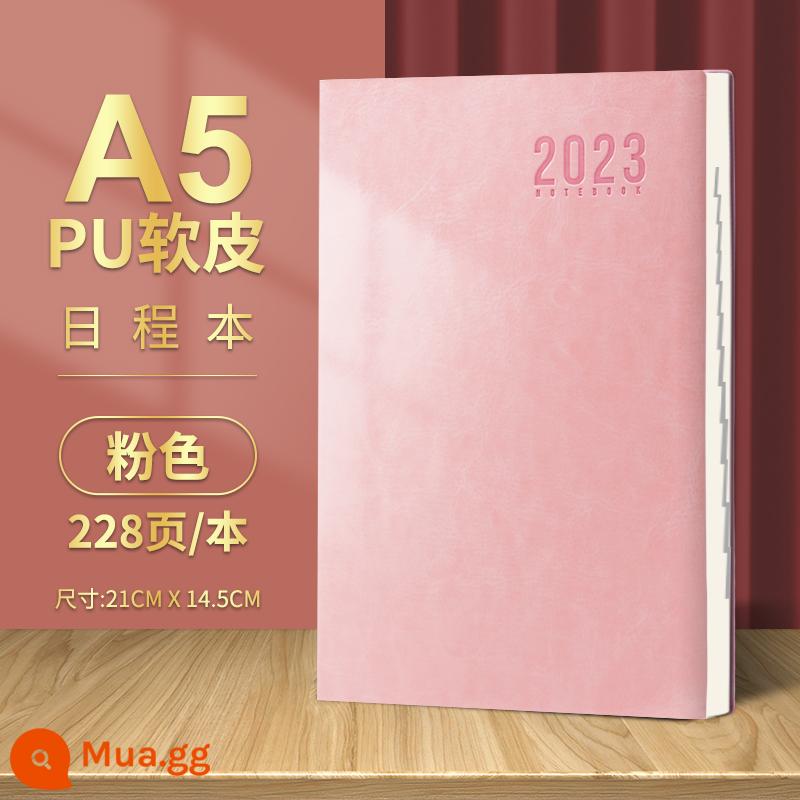 2023 sổ lịch trình thẻ nhật ký quản lý thời gian 365 ngày hàng ngày lên kế hoạch bảng này một ngày một trang lịch sổ tay phụ sổ tay tài khoản sổ tay hiệu quả sổ tay nhật ký công việc tùy chỉnh notepad - Mẫu 2023 (lịch trình) da mềm màu hồng 228 trang