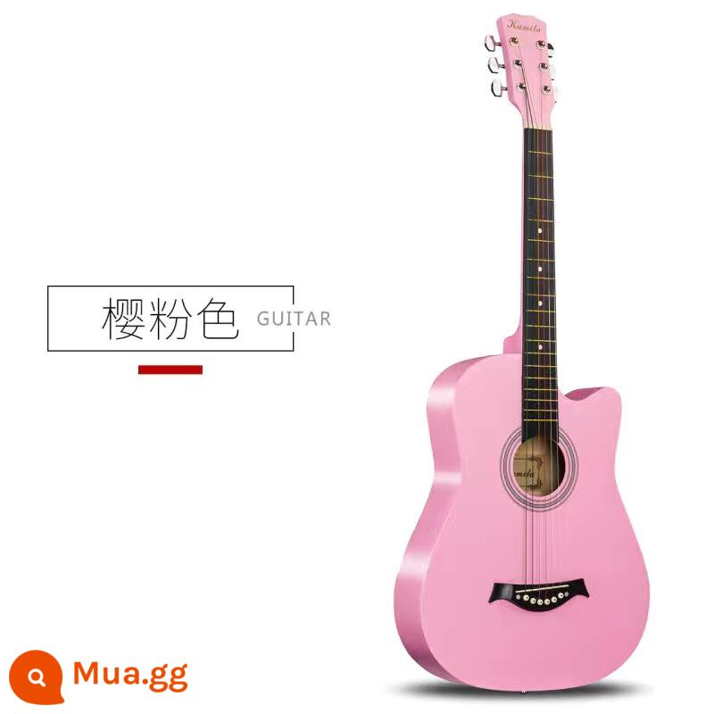 Đàn Guitar Chính Hãng Dành Cho Người Mới Bắt Đầu 41 Inch Dân Gian 38 Inch Acoustic Người Mới Nhập Cảnh Đàn Guitar Học Sinh Nhạc Cụ - Hồng