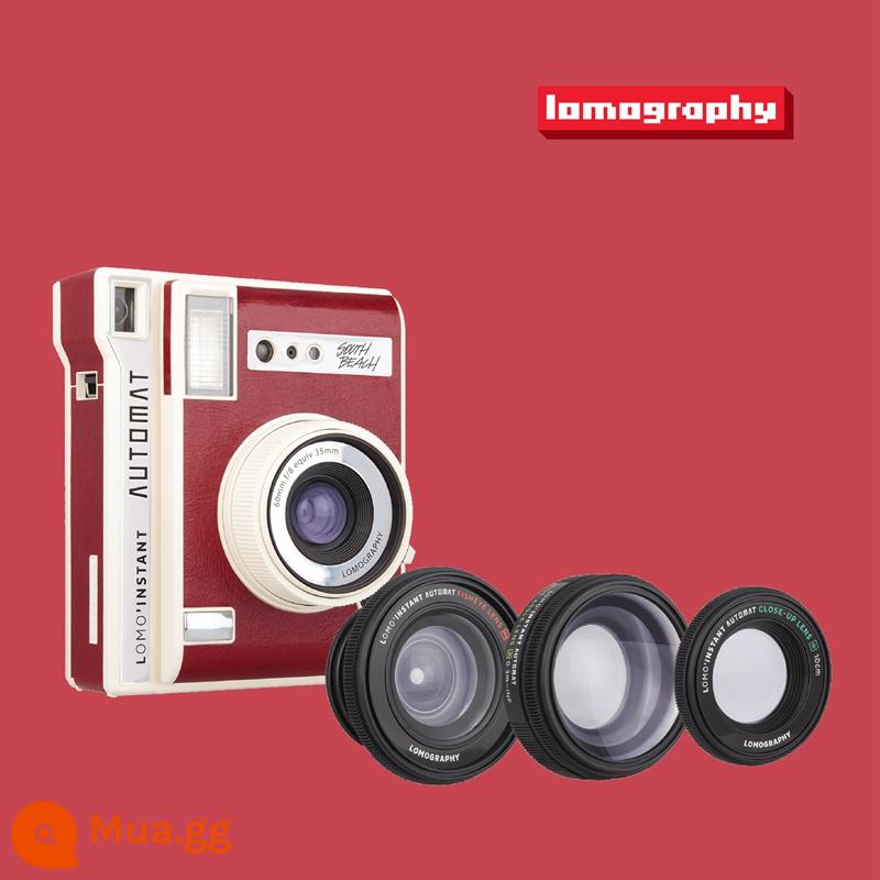 Lomo'Instant Automat Le Magic máy ảnh Polaroid tự động retro chụp ảnh một lần Giấy ảnh 3 inch - Phiên bản bộ đồ da màu đỏ cổ điển (không bao gồm pin giấy ảnh)