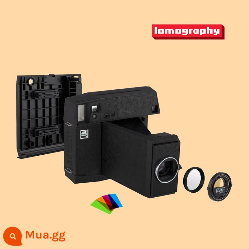 LOMO ISTANT SQUARE CUBE GRETING Camera gập máy ảnh một khi hình ảnh khoang da retro - Phiên bản Classic Jet Black-Set (không bao gồm giấy ảnh dùng pin)