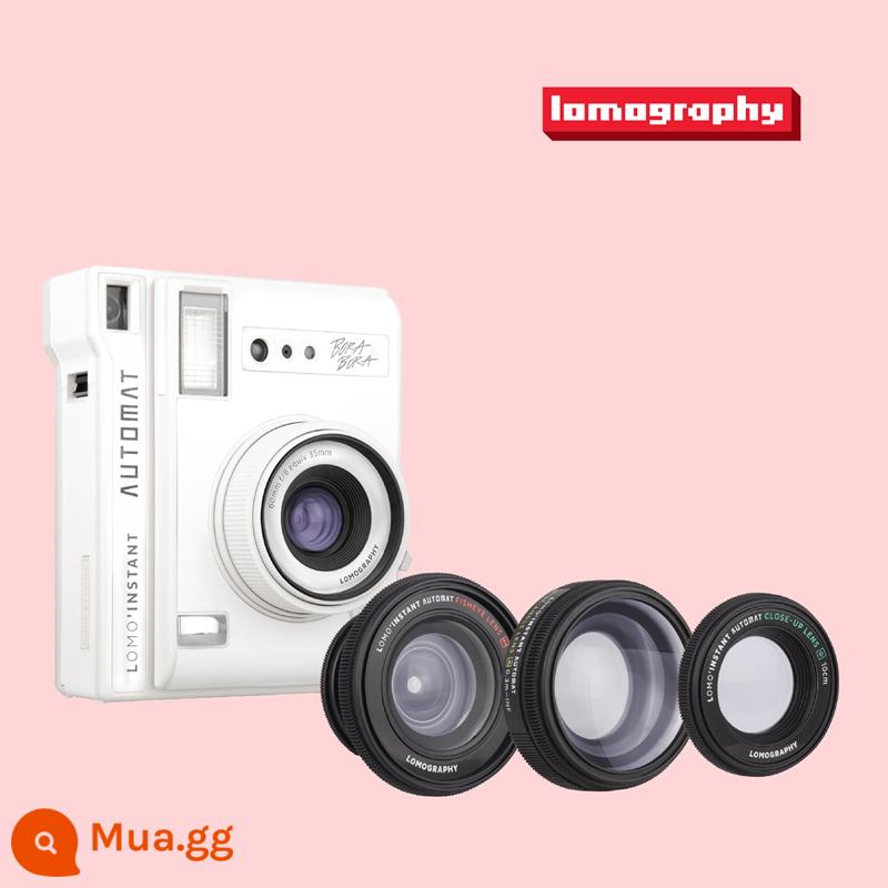 Lomo'Instant Automat Le Magic máy ảnh Polaroid tự động retro chụp ảnh một lần Giấy ảnh 3 inch - Phiên bản bộ ba ống kính màu trắng cổ điển (không bao gồm pin và giấy ảnh)