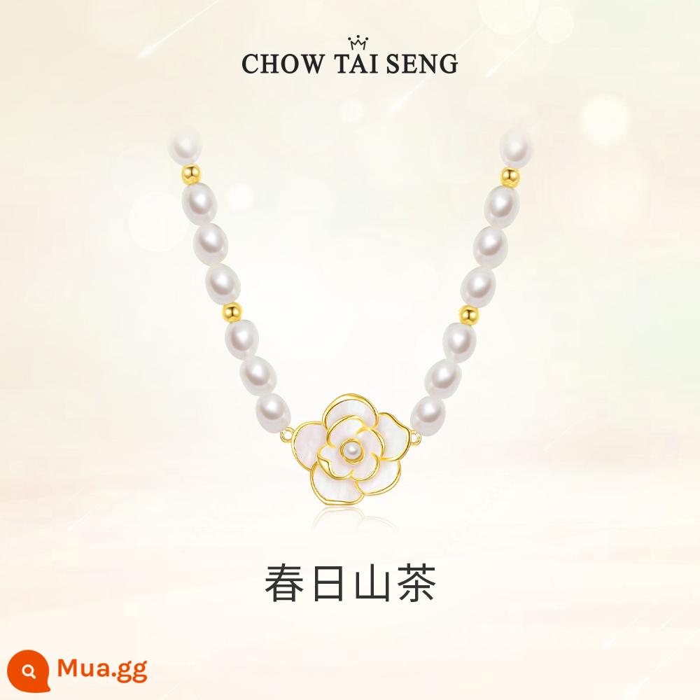 Zhou Dasheng vòng cổ ngọc trai hoa trà đầu mùa xuân của phụ nữ sterling bạc sáng thích hợp sang trọng cảm giác cao cấp cho mẹ Món quà Ngày của Mẹ - Vòng cổ ngọc trai Camellia