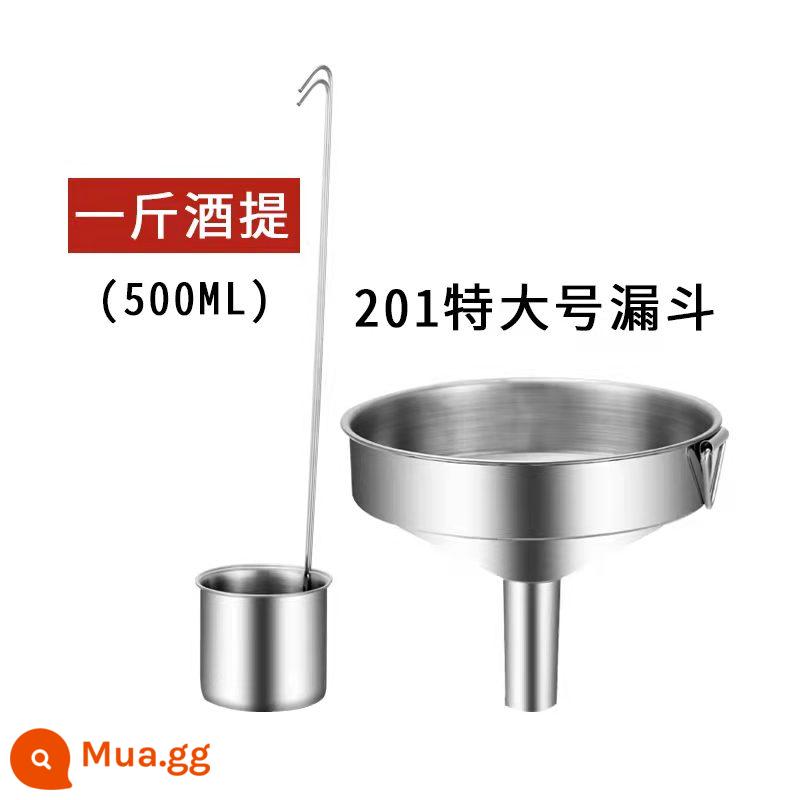 Rượu nho khô đập thiết bị dày inox 304 muỗng rượu phễu rượu móc treo dầu nâng tay cầm dài hộ gia đình muỗng rượu - 1 pound giỏ rượu + phễu 16 cm có bộ lọc