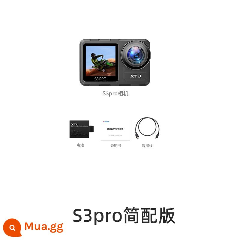 Camera thể thao XTU/Xiaotu S3pro đầu ghi lái xe đầu máy mũ bảo hiểm đeo camera câu cá chống rung - S3pro phiên bản đơn giản [4K siêu chống rung]