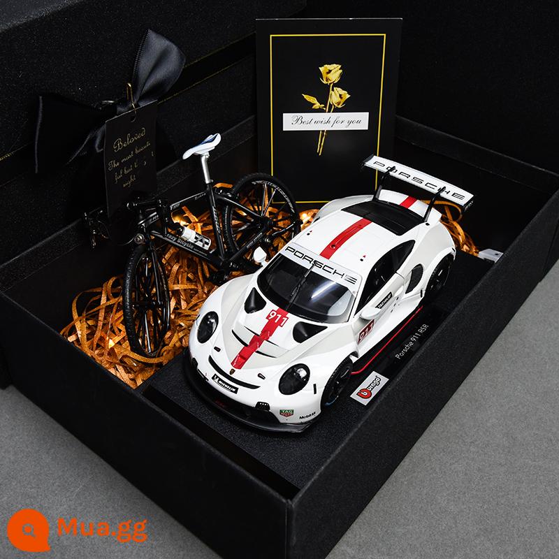 Porsche 911RSR xe mô hình 1:24 mô phỏng xe hợp kim bộ sưu tập mô hình đồ trang trí Giáng Sinh món quà sinh nhật nam - Hộp Quà Tặng Xe Đạp Porsche 911RSR-White+