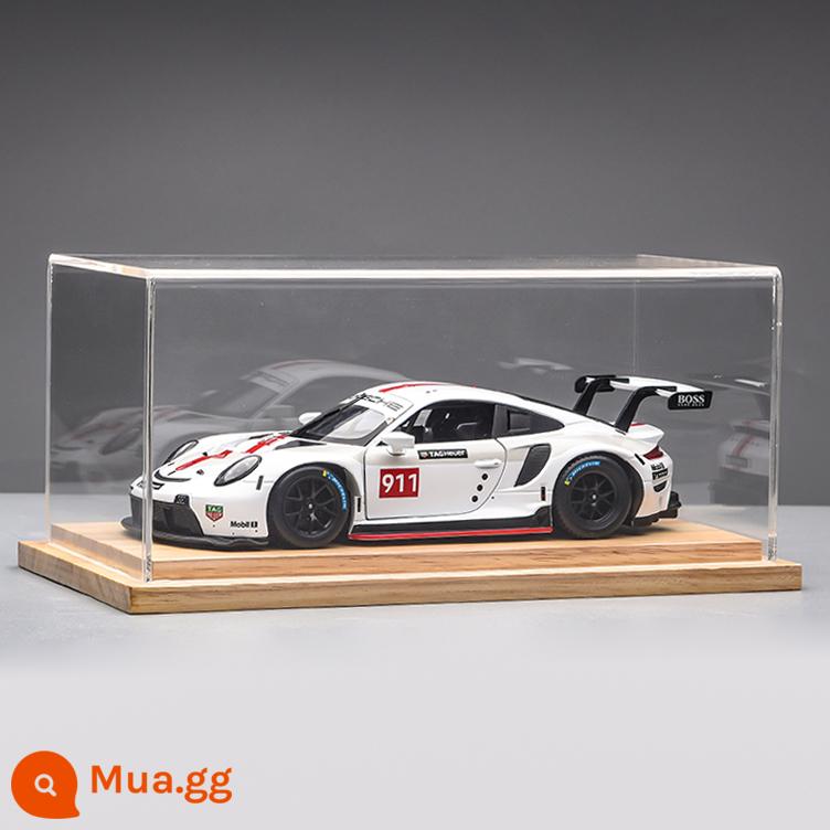 Porsche 911RSR xe mô hình 1:24 mô phỏng xe hợp kim bộ sưu tập mô hình đồ trang trí Giáng Sinh món quà sinh nhật nam - Hộp trưng bày trong suốt bằng gỗ nguyên khối Porsche 911RSR-White+