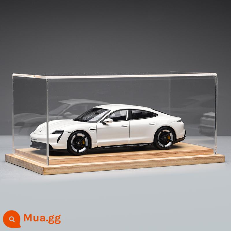 Porsche 911RSR xe mô hình 1:24 mô phỏng xe hợp kim bộ sưu tập mô hình đồ trang trí Giáng Sinh món quà sinh nhật nam - Hộp trưng bày trong suốt của Porsche Taycan-Trắng + Gỗ nguyên khối