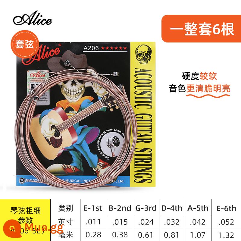 Dây Đàn Guitar Alice Dây Đàn Guitar Dân Gian Bộ Dây Đàn Guitar Gỗ 1 Dây Bộ 6 Dây Một, Hai Và Ba Dây Đơn - Bộ mô hình dành cho người mới bắt đầu A206SL [011-052]