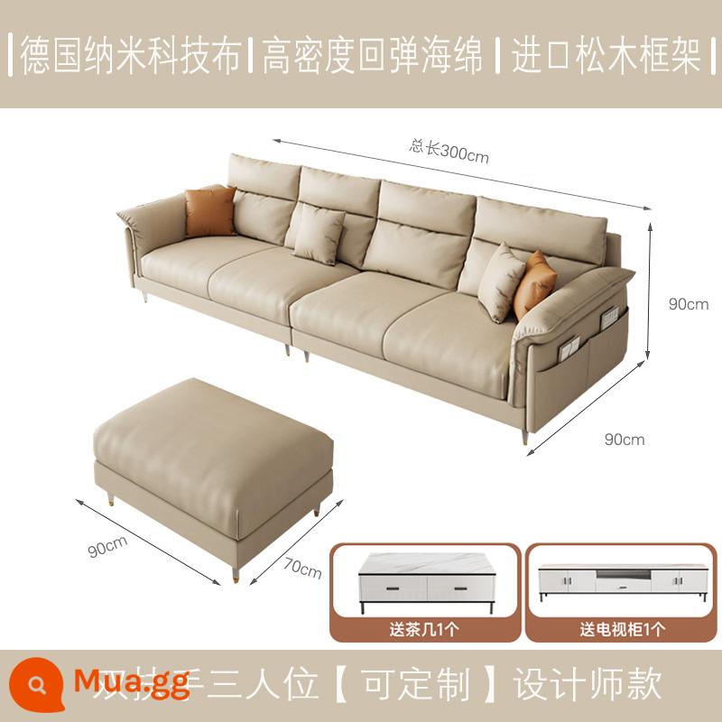 Wabi Sabi gió treo sofa vải phòng khách tối giản hiện đại căn hộ nhỏ hàng thẳng ba kem gió công nghệ sofa vải - 3 mét [bốn + bàn đạp] tủ TV bàn cà phê miễn phí