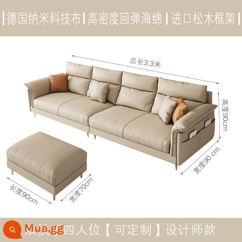 Wabi Sabi gió treo sofa vải phòng khách tối giản hiện đại căn hộ nhỏ hàng thẳng ba kem gió công nghệ sofa vải - 3,3 mét [bốn + bàn đạp] mô hình thiết kế