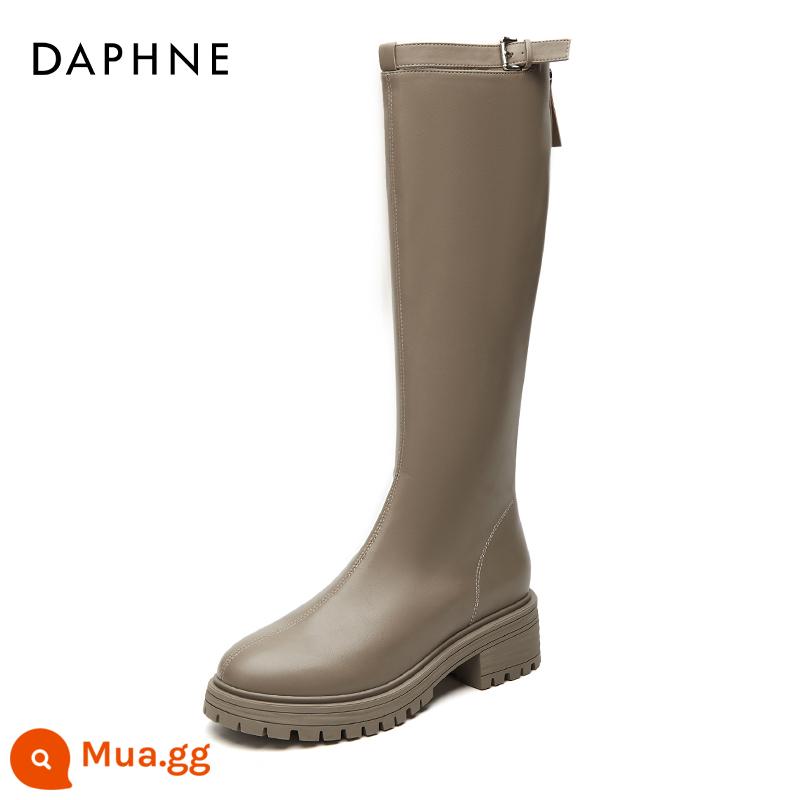 Daphne but knee boots nữ mùa thu 2022 new slim trắng boots nhỏ boots nữ cưỡi boots - xám