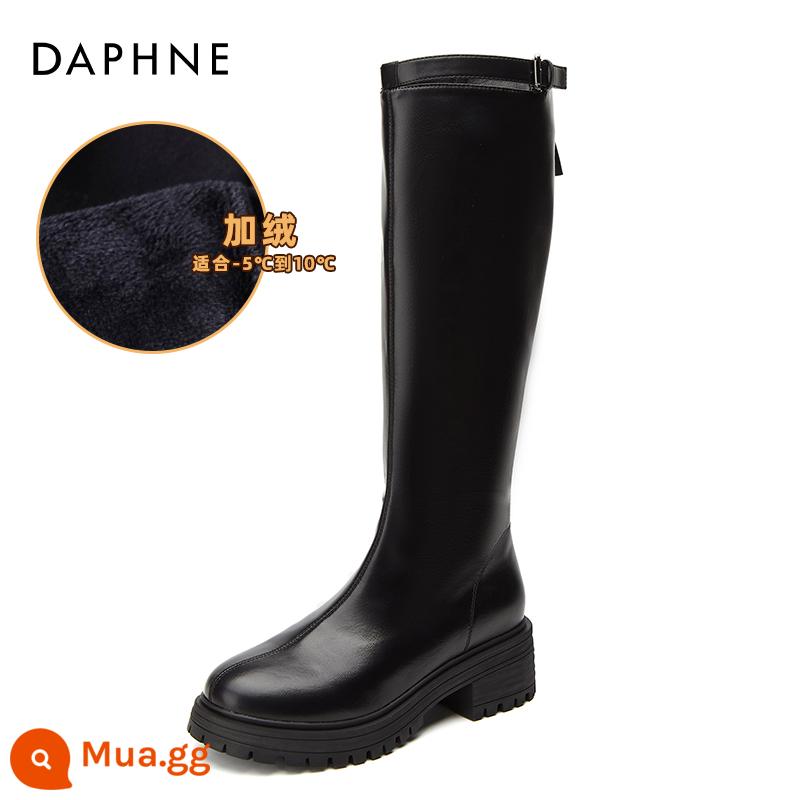 Daphne but knee boots nữ mùa thu 2022 new slim trắng boots nhỏ boots nữ cưỡi boots - Vải nhung đen