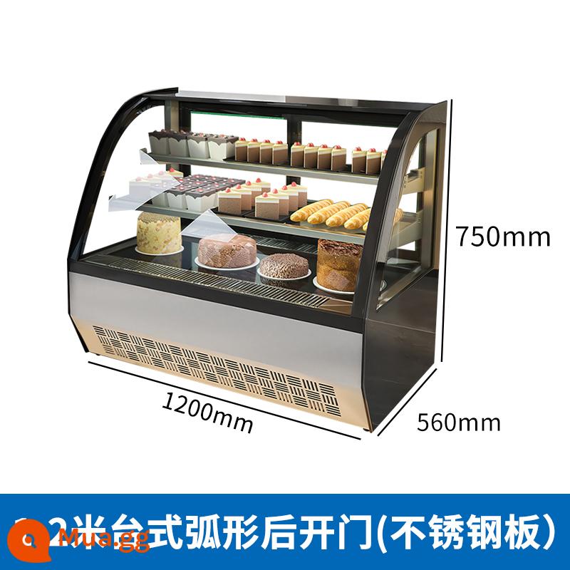 Xuehong Cake Tủ nhỏ mousse thương mại hiển thị Phong cách làm mát phong cách làm mát và tủ quần áo tươi - Cửa sau dạng vòng cung bằng thép không gỉ để bàn - dài 1200mm