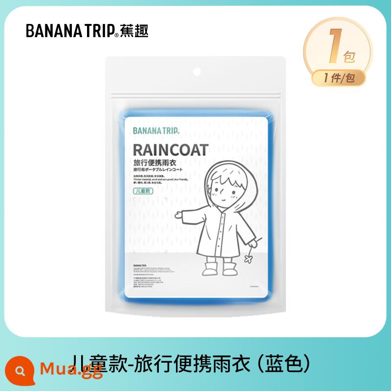 Banana Fun Áo mưa dùng một lần Bao giày Người lớn Trẻ em Áo mưa Poncho Leo núi Đi bộ đường dài Buổi hòa nhạc Quần áo mưa trong suốt Thiết bị - [Trẻ em] Áo mưa dày-Xanh dương*1