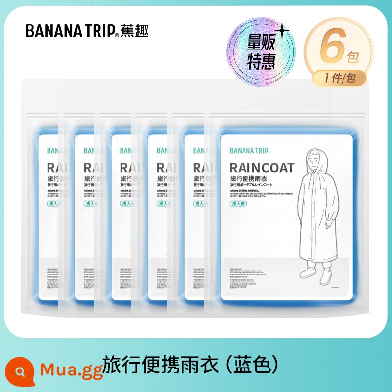 Banana Fun Áo mưa dùng một lần Bao giày Người lớn Trẻ em Áo mưa Poncho Leo núi Đi bộ đường dài Buổi hòa nhạc Quần áo mưa trong suốt Thiết bị - Áo mưa dày màu xanh*6