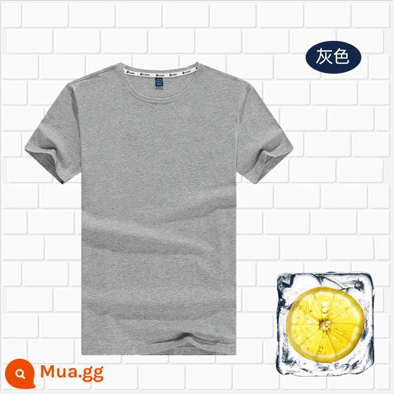 Áo thun cotton tùy chỉnh logo cổ tròn quần áo công sở in quảng cáo văn hóa áo đảng nhóm lớp đồng phục tay ngắn thêu - 803 màu xám