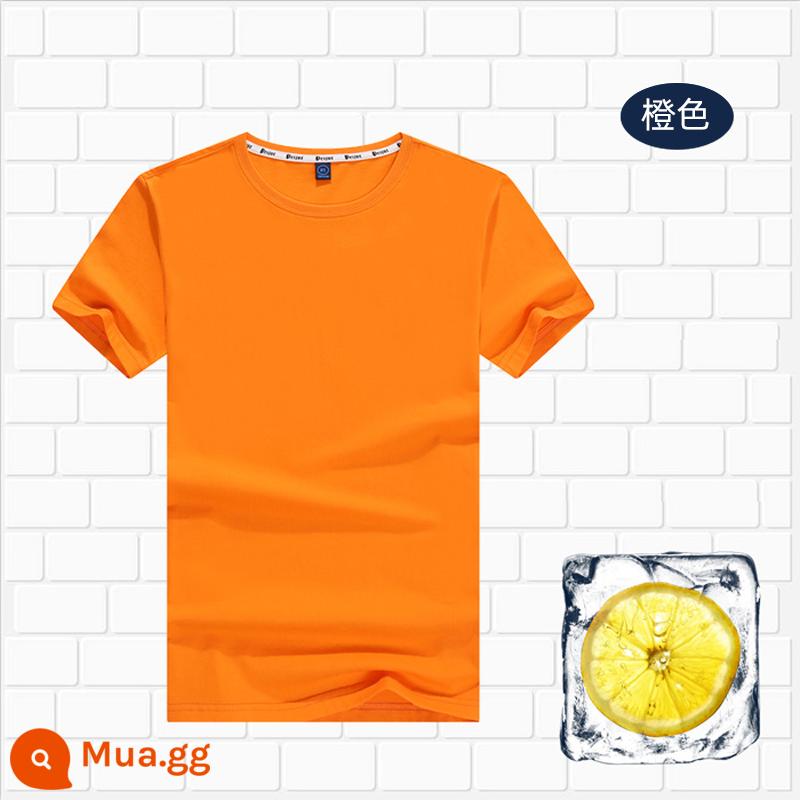 Áo thun cotton tùy chỉnh logo cổ tròn quần áo công sở in quảng cáo văn hóa áo đảng nhóm lớp đồng phục tay ngắn thêu - 803 màu cam