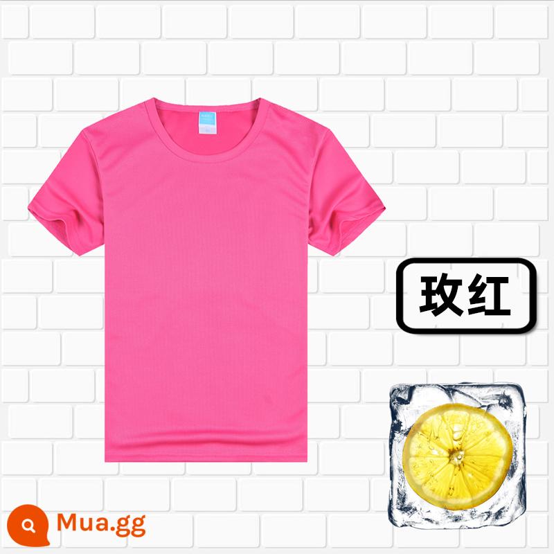 Áo thun cotton tùy chỉnh logo cổ tròn quần áo công sở in quảng cáo văn hóa áo đảng nhóm lớp đồng phục tay ngắn thêu - 306 hoa hồng đỏ