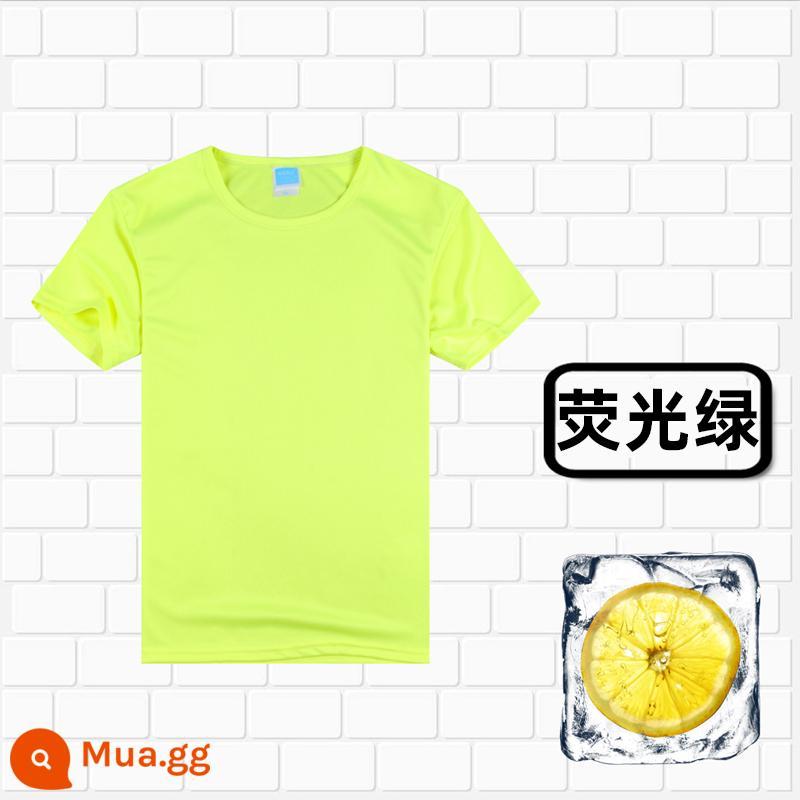 Áo thun cotton tùy chỉnh logo cổ tròn quần áo công sở in quảng cáo văn hóa áo đảng nhóm lớp đồng phục tay ngắn thêu - 306 huỳnh quang màu xanh lá cây