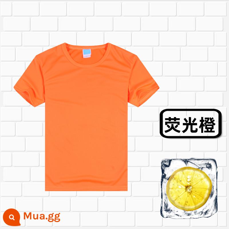 Áo thun cotton tùy chỉnh logo cổ tròn quần áo công sở in quảng cáo văn hóa áo đảng nhóm lớp đồng phục tay ngắn thêu - 306 cam