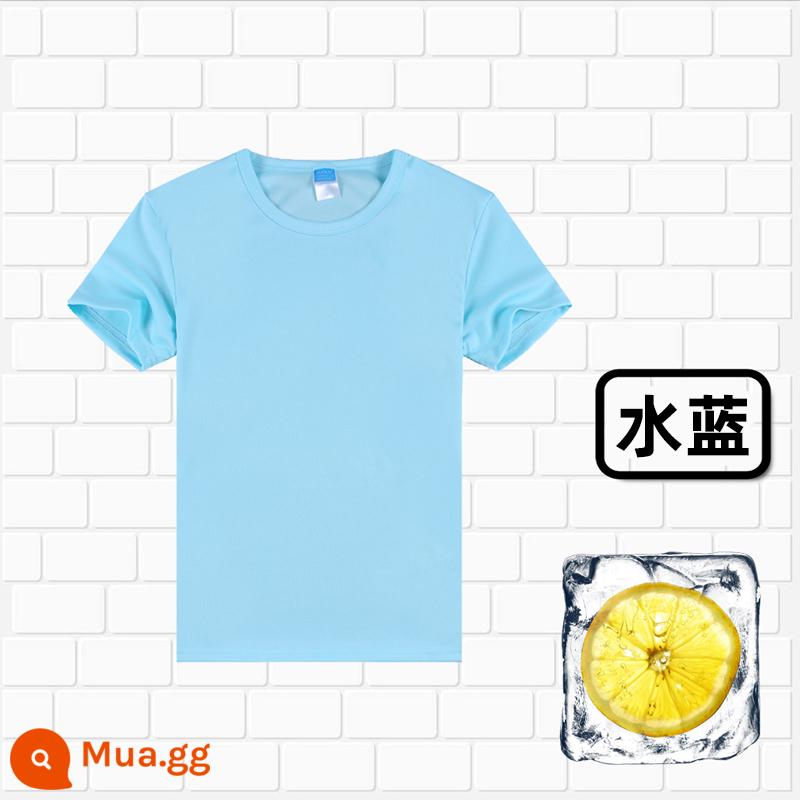 Áo thun cotton tùy chỉnh logo cổ tròn quần áo công sở in quảng cáo văn hóa áo đảng nhóm lớp đồng phục tay ngắn thêu - 306 màu xanh nước biển