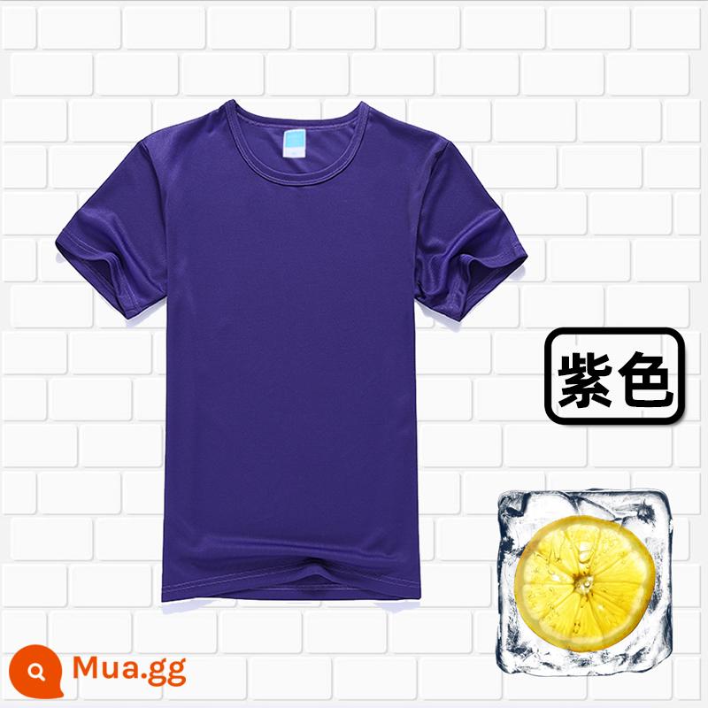 Áo thun cotton tùy chỉnh logo cổ tròn quần áo công sở in quảng cáo văn hóa áo đảng nhóm lớp đồng phục tay ngắn thêu - 306 màu tím