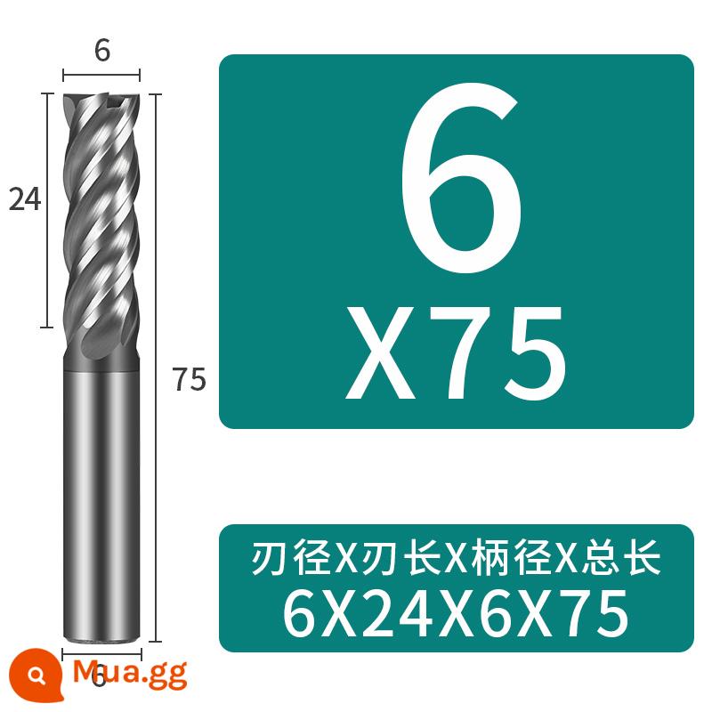 Dao phay thép vonfram 70 độ Thép không gỉ cacbua 4 lưỡi Gia công thô và phay mịn đặc biệt Công cụ CNC bốn lưỡi đáy phẳng - 6*24*6*75