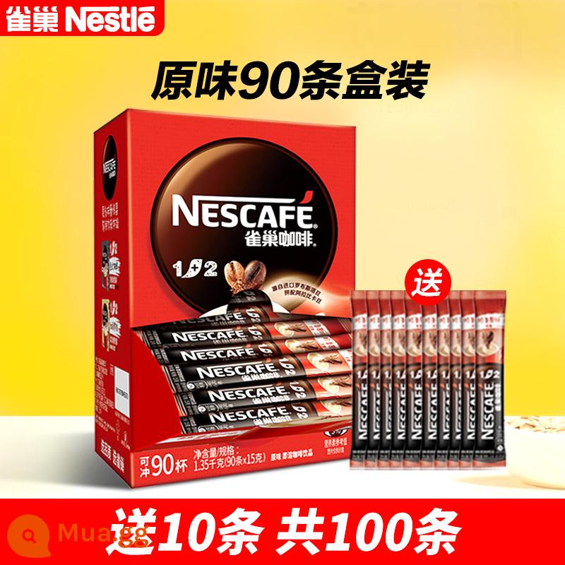 Nestle Nescafe 1+2 espresso 90 gói bột cà phê giải khát uống liền 3 trong 1 dành cho sinh viên hàng đầu chính thức - Hộp 90 thanh nguyên bản [10 ly cà phê cùng loại miễn phí]