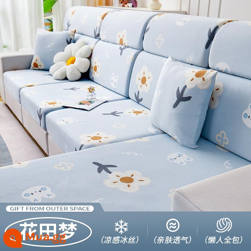 Bọc Ghế Sofa Bao Đàn Hồi Tất Cả Bao Gồm Đa Năng Đa Năng Tựa Lưng Ghế Dài Chống Bụi Mùa Đông Mô Hình 1 đệm Chống Trơn Trượt - Giấc mơ cánh đồng hoa [Lụa băng mát lạnh]