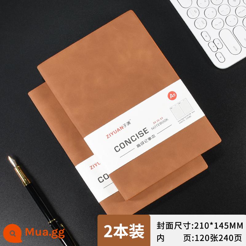 Yangba sổ da a5 cuốn sách có thể được tùy chỉnh dày notepad kinh doanh da đen sổ làm việc văn phòng nhật ký đơn giản bài viết nghệ thuật in logo di động trumpet ins cổ điển cuốn sách nhỏ - A5 nâu 240 trang-2 cuốn